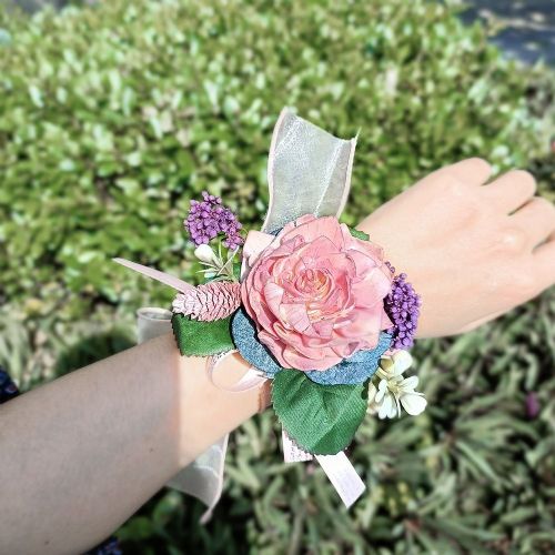 手作質感花｜花件擺飾閨｜閨蜜腕花-綠葉粉